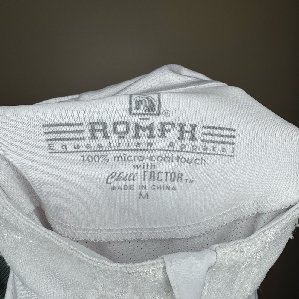 Romfh Equestrian Quarter Zip Top Medium White Lace Panel Riding Shirt - Picture 2 of 6